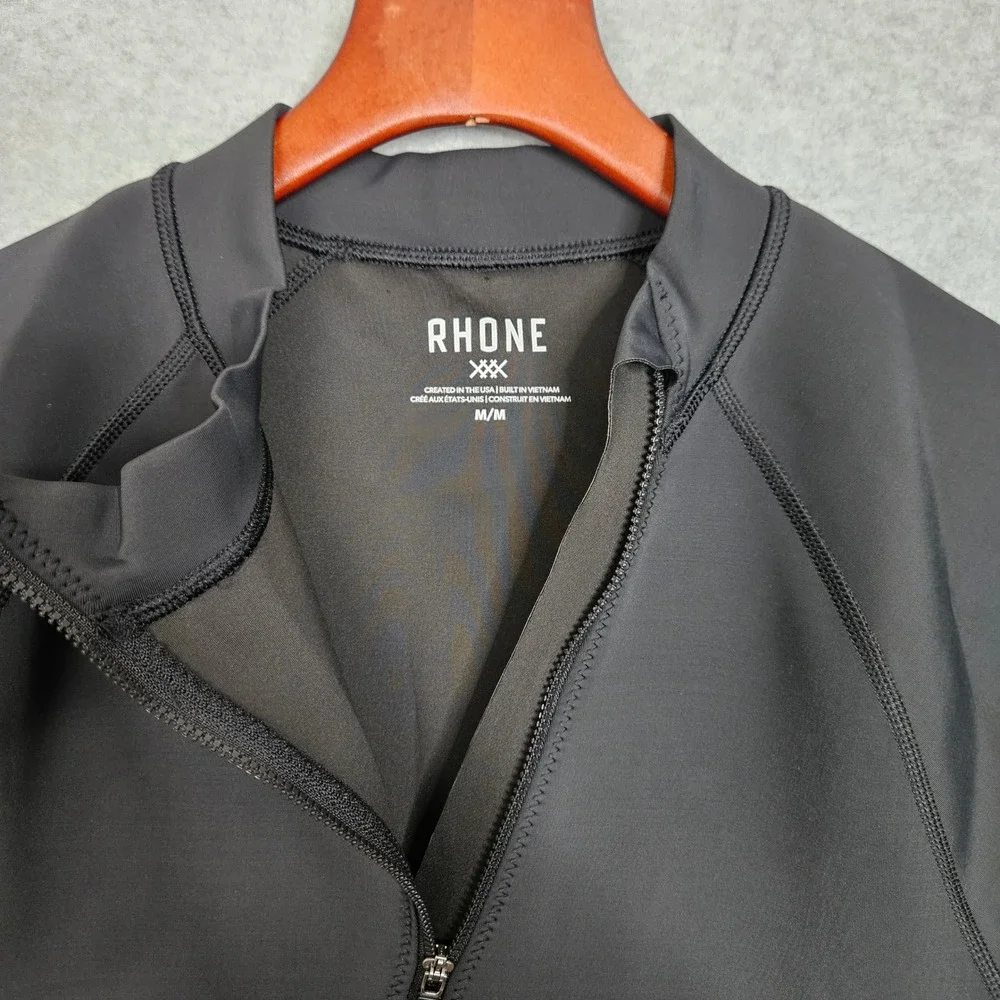RHONE Mens Size Med Black Freeride Rashguard‎ Short Sleeve Zipper New